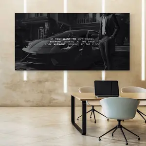 Entrepreneur Wealth Mindset Quote Wall Art Motivation Canvas Office Decor Sports Car Success Boss Luxury Lambo Poster Hustle Sign Printable