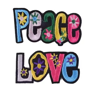 Peace Love Patch Set Embroidered Iron On Applique Vintage Aesthetic Clothing