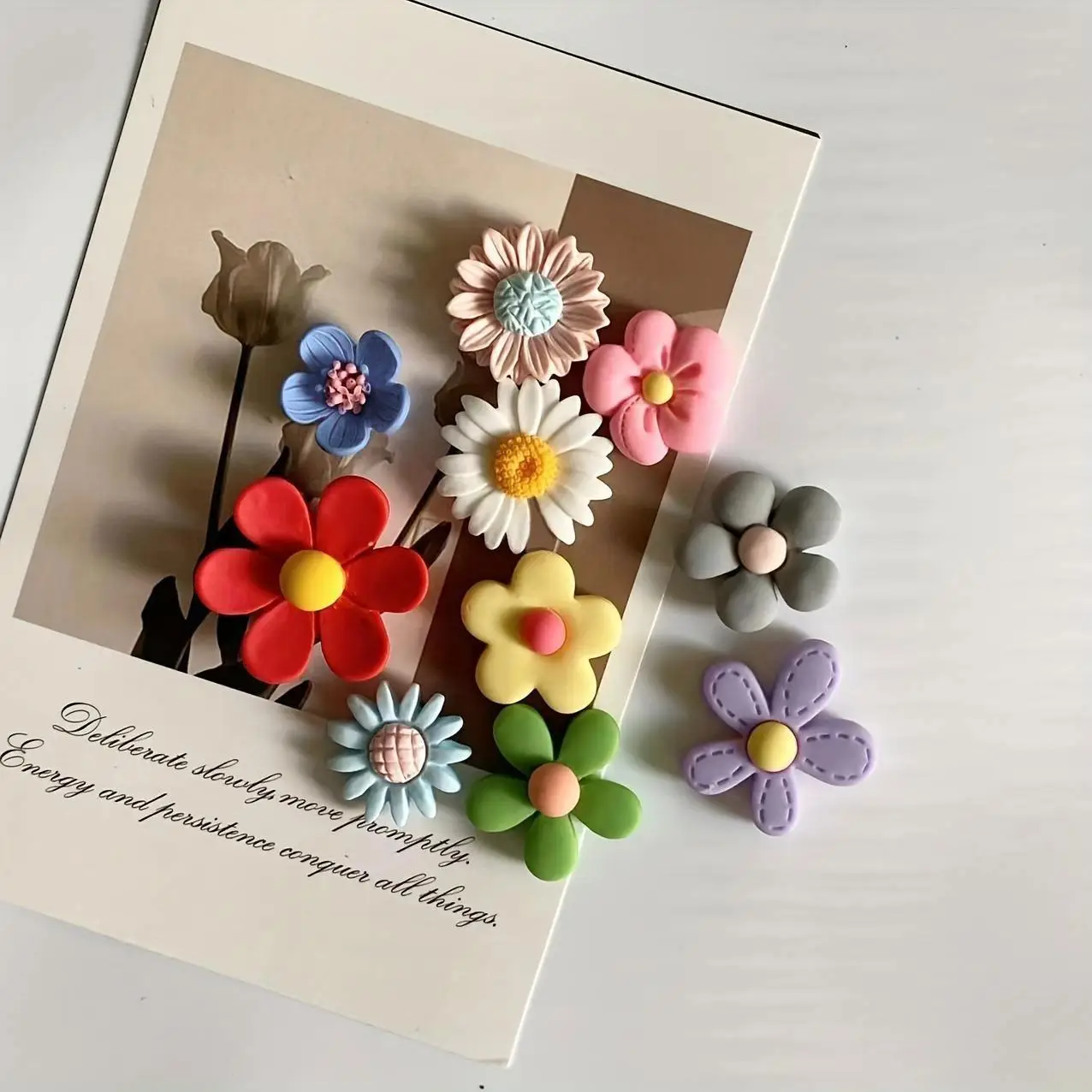 Kawaii Flower Shaped Fridge Magnet, 10pcs/set Decorative Whiteboard Sticker, Cute Magnet for Kitchen, Office, and Home Decoration