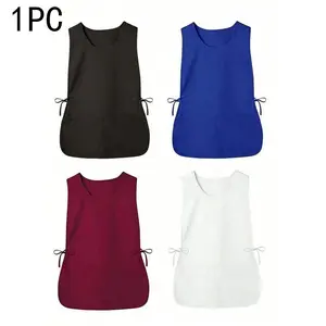 Women's Apron with Large Pockets, Adjustable Side Straps, Multifunctional Vest, Easy Cleaning Apron, Kitchen Cooking Aprons for Kitchen, Cleaning, Painting, Bathroom, Home, Barber Shop