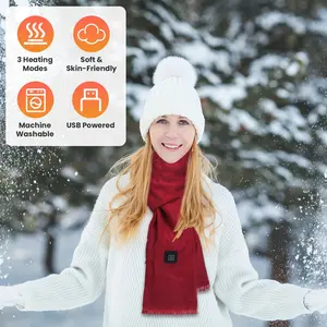 Heated Neck Wrap  Warm Heated Scarf, USB Powered with 3 Temperature Modes ,Soft Skin-Friendly Washable Scarf for Winter Camping/Fishing