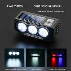 New solar powered bicycle (suit) LED Headlights, high decibel speakers, cycling warning lights, pedal lights, mountain bikes, outdoor cycling equipment, large capacity battery, long-lasting range, digital battery display