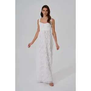 Wedding Dress With Two Skirts That Can Be Changed Into Three Looks, Long Maxi Dress With Skirt on Zipper, Bridal Crop Top