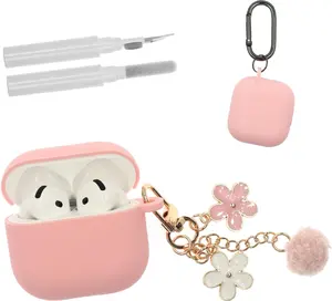 Compatible with AirPods 4 Case, Premium Soft Silicone Protective Case Cover for Apple AirPods 4th Generation with Cleaner Kit Keychain Accessorie