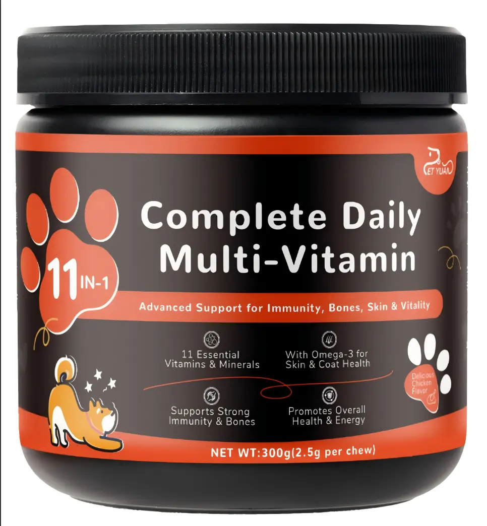 11-in-1 Daily Multivitamin Soft Chews for Dogs and Cats with Essential Vitamins, Minerals and Omega-3, Chicken Flavor Pet Wellness Supplement for Daily Use seasonal allergy relief