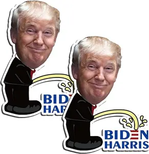 Trump Stickers and Decals(2 Pack), Trump Pissing on Biden Harris Bumper Sticker, Trump 2024 Funny Vinyl Stickers for Car, Truck, House, Windows, Laptop, Great Gift for Any Patriot