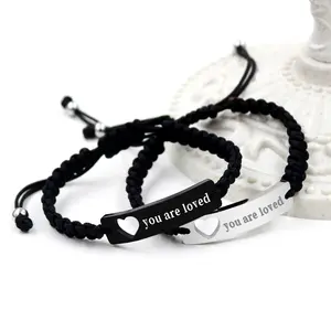 Viral Couple Bracelets YOU ARE LOVED Engraved Stainless Steel Heart Charm Stackable Jewelry Set for Her Him Anniversary Gift Love Forever