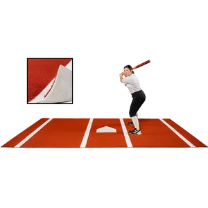 6 × 12 Proball Softball Hitting Mat - Clay Nylon, Inlaid Plate, Flexible 5mm Foam