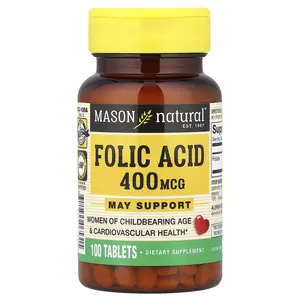 Mason Natural Folic Acid, 400 mcg, 100 Tablets