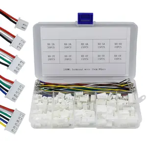 XH 2.54mm Connector Kit XH2.54 Straight Male and Female Plugs and XHY 24AWG with Pre-Crimped Terminal 2/3/4/5/6/Pin Shell Adapter Cable, Compatible with XH Connectors
