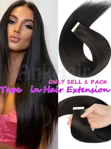 Hair Tape in Extensions, 20pcs Invisible Tape in Hair Extensions, Seamless Straight Natural Hair, Easy to Apply, Long-Lasting Results