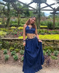 Pari Vintage Vibe Blue Top & Maxi Skirt Set