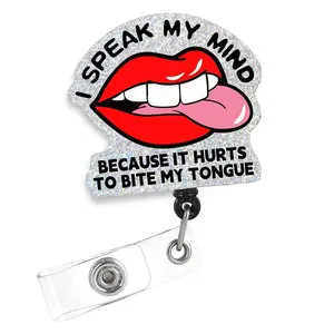 Funny Retractable Badge Reel with Alligator Clip, I Speak My Mind Design, Ideal for Office Workers, Nurses, Doctors & More