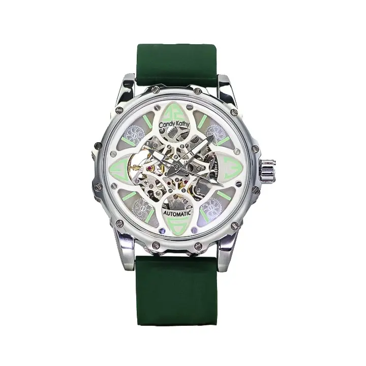 This lucky four-leaf clover-patterned skeleton quartz watch features a date display and luminous hands. A waterproof men's timepiece, it's perfect for everyday gatherings and outdoor use, making it an excellent gift.