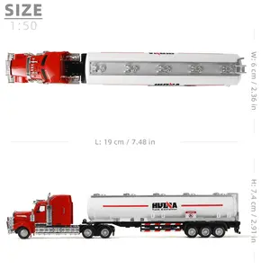 Tank Truck Toy 1/50 Scale Diecast Kenworth W900 Truck Models Metal Semi Trucks and Gifts for Boys Adult Model Car Collectors