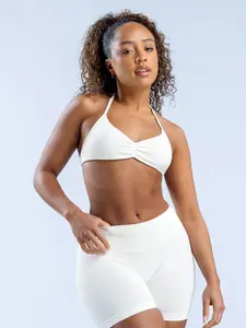 Women's Seamless Knitted Bra, Sporty Yoga Casual Wear, Adjustable Straps, Plain Design, Suitable for Gym & Yoga, All Seasons, Yoga Sports Bra