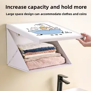 Bathroom Mural Folding Storage Box No-Drill Wall-Mounted Waterproof Bathroom Shower Clothes Organizer Shelf