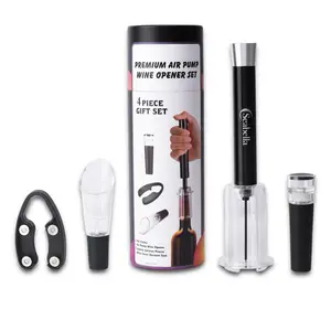 Air Pressure Pump Bottle Opener with Foil Cutter, Aerator Pourer, Vacuum Stopper, Easy Efficient Cork Remover, Kitchen Sturdy Portable Traditional