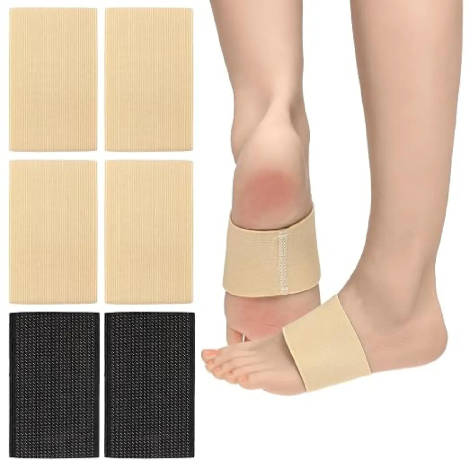 3 Pairs Copper Infused Arch Support Sleeves Foot Compression Bands Breathable Non Slip Plantar Support Wraps for Men Women Walking Work Fitness