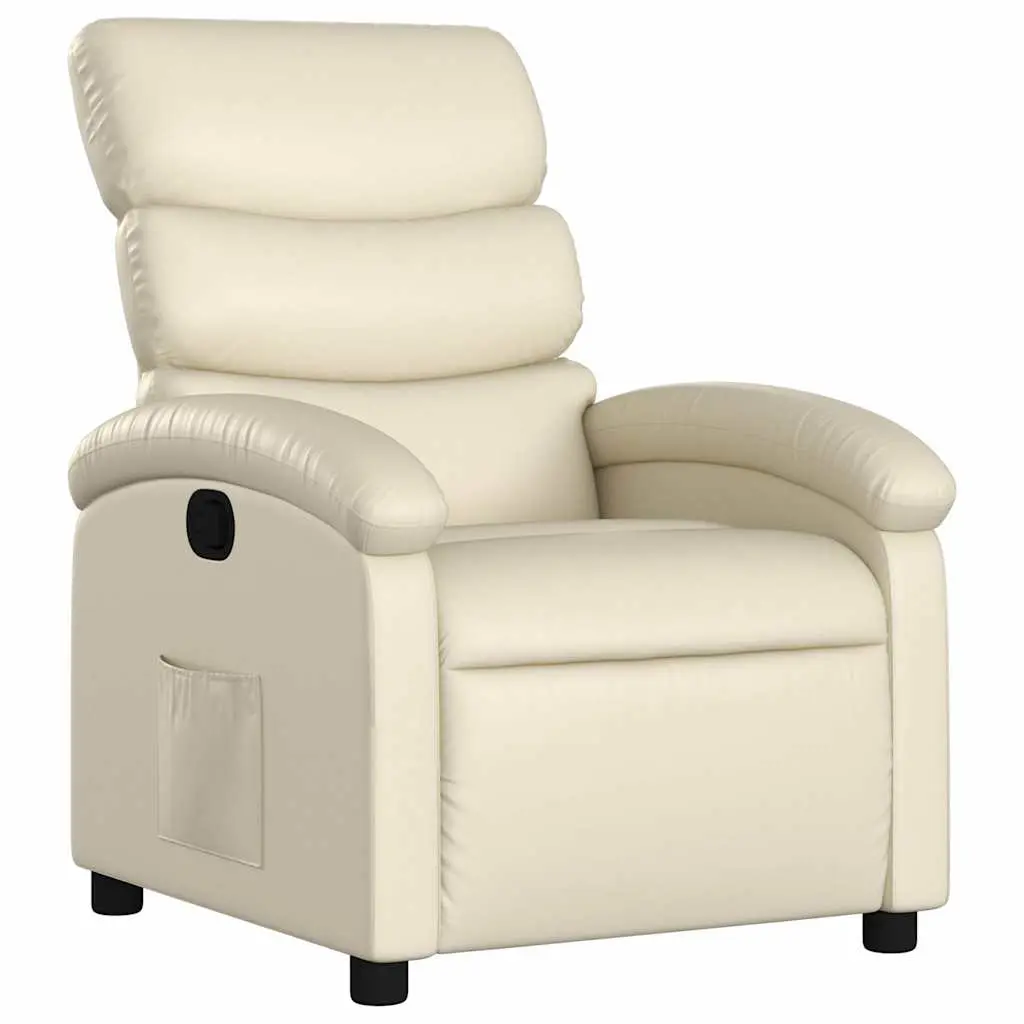 vidaXL Recliner Chair, Adjustable Reclining Armchair for Elderly, Wingback Recliner for Home Theater Cinema, Modern Style, Cream Faux Leather 371714