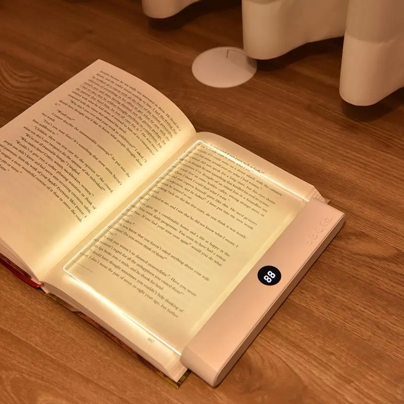 Book Light Rechargeable Clear LED Flat Reading Light with & Timer Dimmable Panel Plate Lamp Book Full Page Light for Reading in Bed at Night Perfect Gifts for Readers