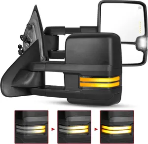 YITAMOTOR Tow Mirrors Compatible with 2014-2018 Chevy Silverado GMC Sierra 1500 2500HD 3500HD, LED Turn Signal Sequence Light Power Heated Telescoping Pair Black