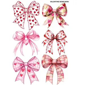 Valentine Bows Mini DTF Transfer Gang Sheet 24.5" x 36" Direct To Film for DIY Enthusiasts Vibrant Custom Options Cozy Handmade Aesthetic