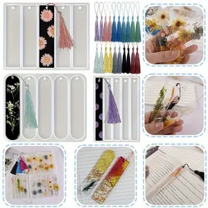 1Set Bookmark Kit 20 Tassel Additions,Including Resin Molds for Bookmarks, Small to Medium Rectangular Shapes, Suitable for Making Decorations with Epoxy Resin, Resin, And Plaster summervibes