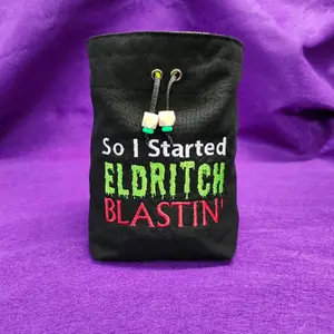 So I Started Eldritch Blastin' Embroidered Cotton Dice Bag With Dice Beads, Perfect for Warlock Players, Can Hold Over 25 Sets of Dice and Optional Divider Pockets