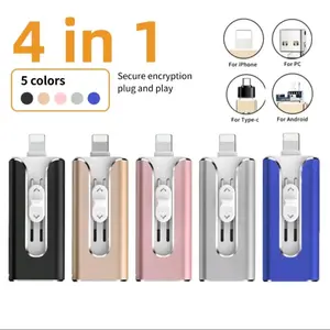 Three-In-One Flash Drive, High-Speed USB 3.0 Memory Storage, OTG Pen Drive with Free Type-C Adapter, Fits iPhone/android/PC Devices, 128GB