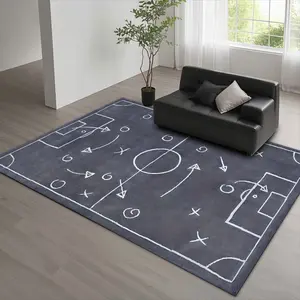 Soccer Theme Rug, Creative Football Field Pattern Soft Rug, Non-slip Floor Mat for Home Living Room Bedroom Coffee Shop Decor