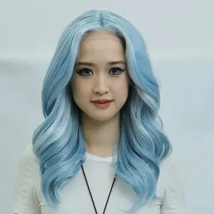 IMstyle Smurf blue light mix with ice blonde T part lace front glue less wig 24 inches