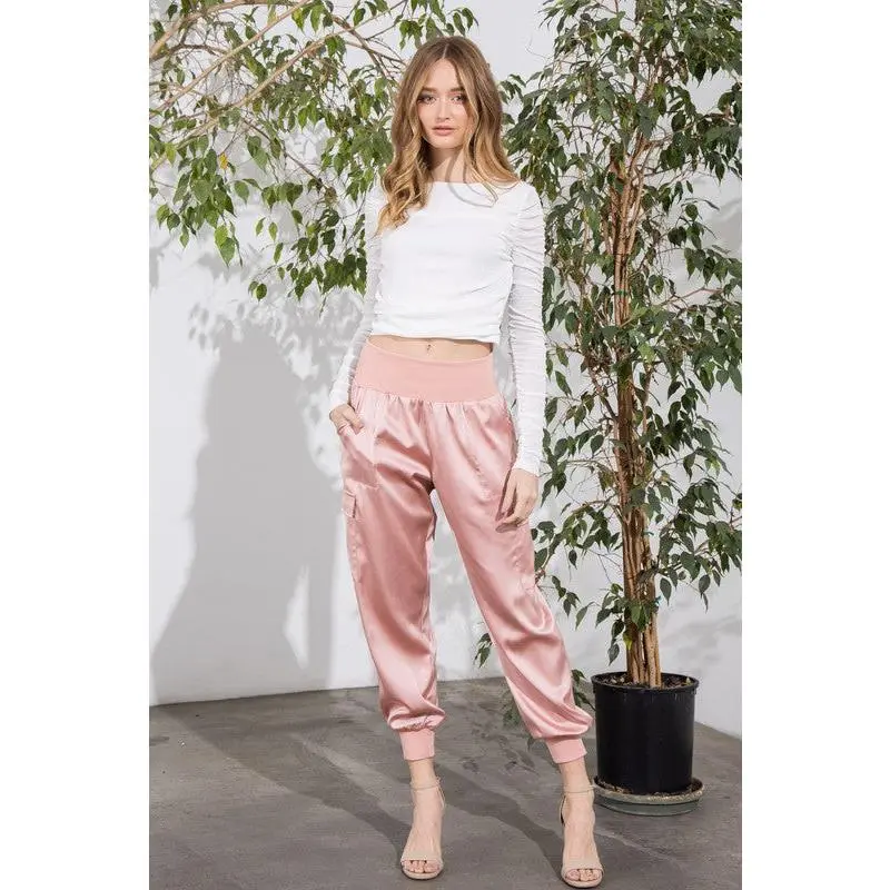 Mel Satin Cargo Jogger Pants