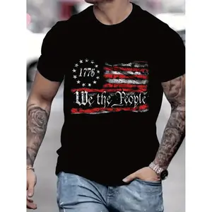 100% Cotton Golf Gift T-Shirt For Men and Women Casual• mens summer printed t shirt distressed american flag pattern american round neck tee new arrival black short sleeve t shirts black B13
