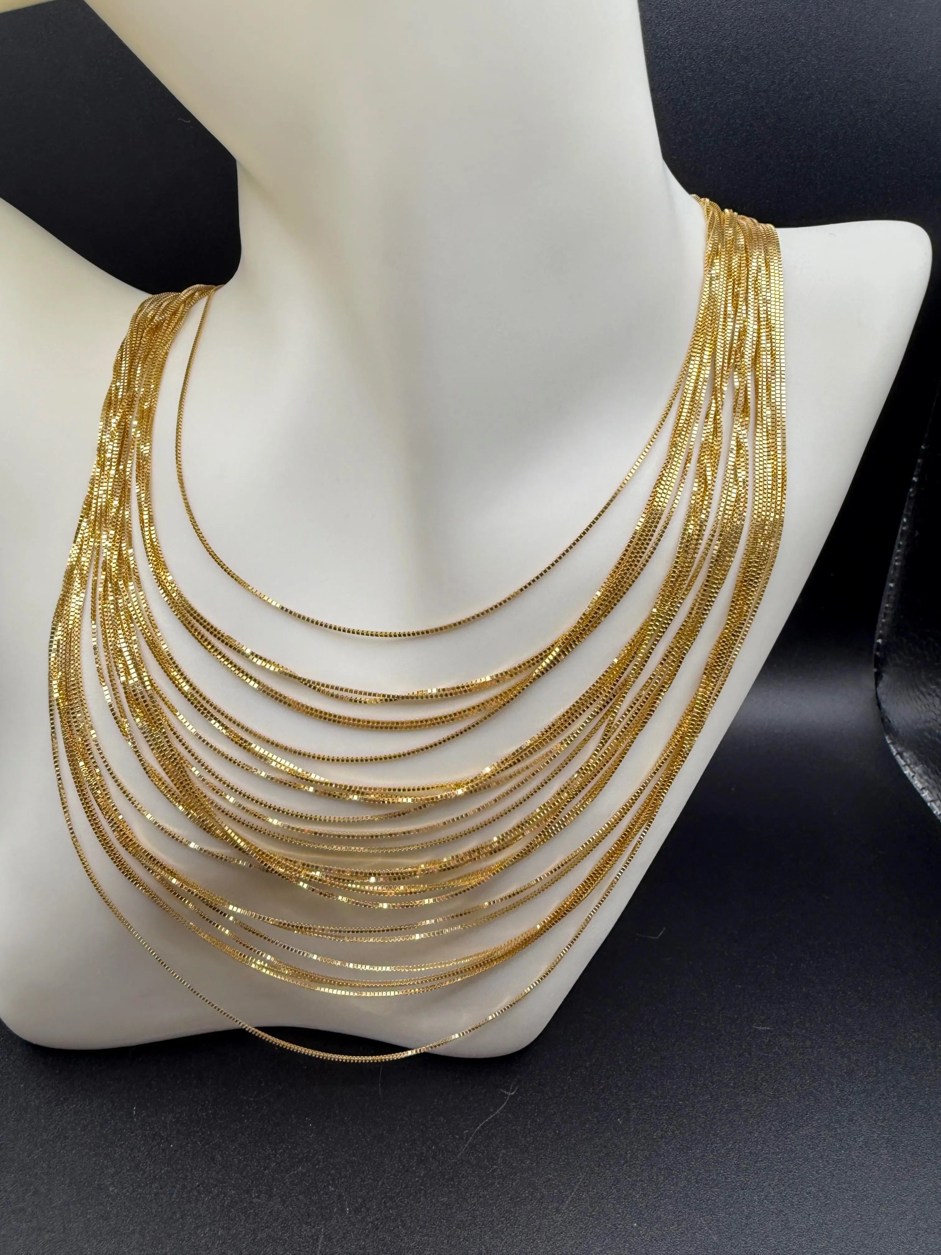 10K Gold Box Chain .8mm Size 16", 18", 20" and 22"