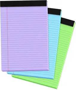Colored Legal Pads - 3 Pack of Wide Ruled Notepads in Blue, Purple & Green with 30 Sheets per Pads for School, College, Office & Home Use