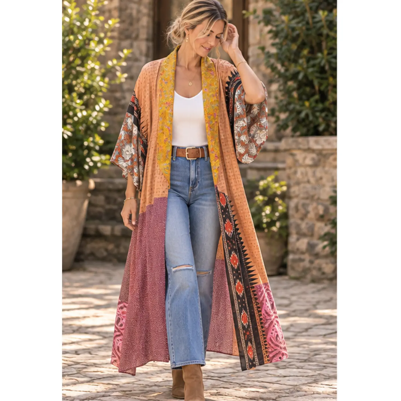 Wanderlust Recycled Silk Duster -  Golden Nomad - One of a Kind
