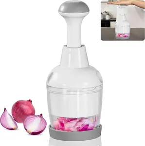 Food Chopper, Vegetable Chopper with Container, Onion Chopper Vegetable Cutter, Manual Veggie Chop Handheld Food Chopper for Garlic, Nut, Stainless Steel...