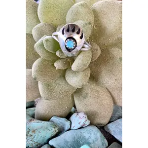 Handcrafted Sterling Silver Turquoise Bear Paw Ring