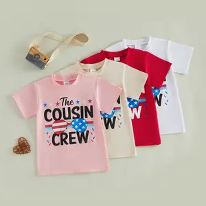 Imcute Kids Toddler Baby Girl Boy 4th of July T-Shirts Cousin Crew Short Sleeve Round Neck Sunglasses Print Tops Toddler T-Shirts Tops