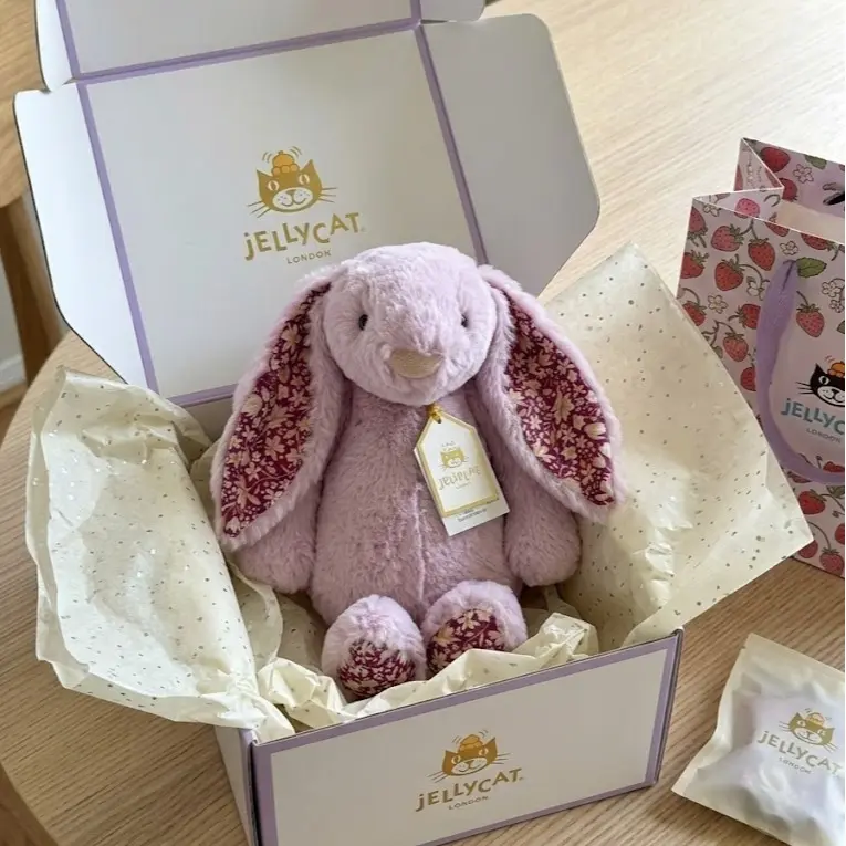Jellycat Blossom Tulip Bunny Stuffed Animal– Soft Purple Floral Plush Doll  with Dust Bag, Rare Spotted Bunny Stuffed Animal, Collector Gift