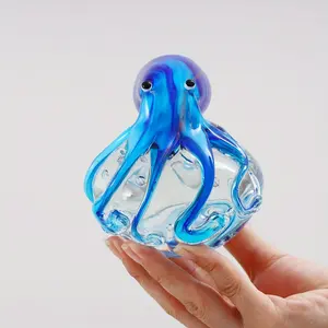 1pc Handmade Blown Glass Octopus Figurine - Multicolor Tentacle Paperweight, Cute Marine Ornament Suitable for Home, Christmas, Birthday, Tabletop Decor, Decorative Sculptures - / Glass Sculpture (tentacle Color Variations)