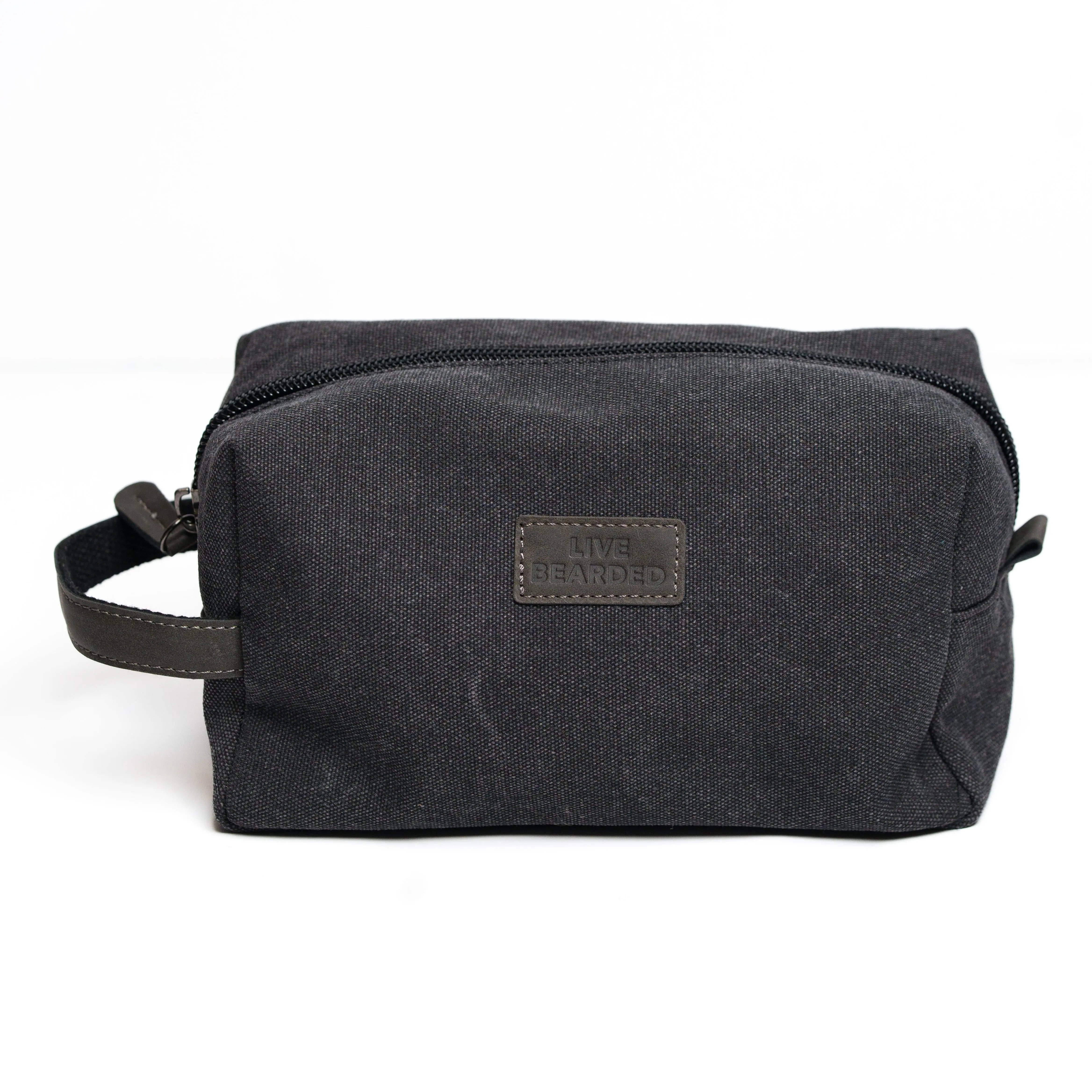 Canvas Dopp Kit - Water-Resistant Travel Toiletry Bag for Grooming Essentials (Black)