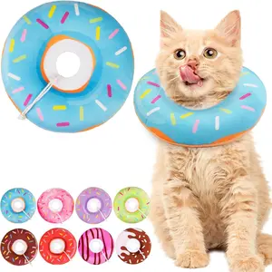 The cat neck collar is soft and cute, a donut-shaped collar for cats after surgery, adjustable recovery collar for kittens to prevent licking, lightweight cat neck collar (blue, small size)
