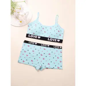 4 Sets in a Pack of Cotton Girls' Bra and Panty Set Suitable for 7-12 Years Old