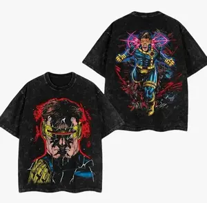 Cyclops  Anime Style T-Shirt - Vintage Washed Heavyweight Cotton Tee, M Mutant Graphic Streetwear, Retro Oversized Hero Shirt for Men & Women