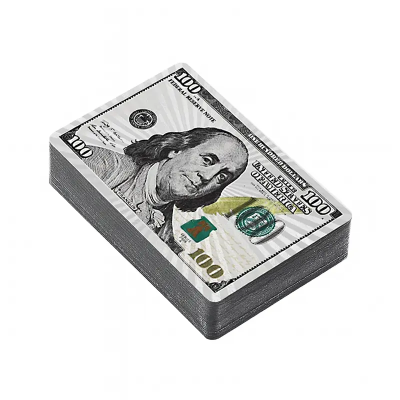 Luxurious Diamond Finish C-Note Style Metallic Card Game Deck - PVC-Free, Gold-Silver Durable, Gold Foil Shine, Dewproof, Easy To Handle, Science-Focused, Elegant Box, Easy To Gift, Rinseable, Observation-Friendly, Great For Poolside Play