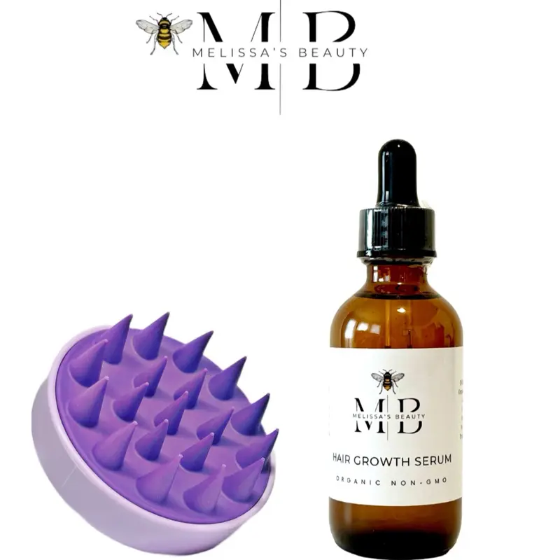 Promotes healthy Hair growth serum Organic, non-GMO, Vegan, Cruelty free, silicone free, fragrance free, hair nutrition with scalp massager Haircare Blend Castor Oil Coconut, Peppermint, Rosemary and Moringa oil Scented