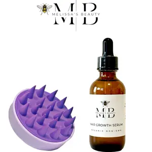 Promotes healthy Hair growth serum Organic, non-GMO, Vegan, Cruelty free, silicone free, fragrance free, hair nutrition with scalp massager Haircare Blend Castor Oil Coconut, Peppermint, Rosemary and Moringa oil Scented