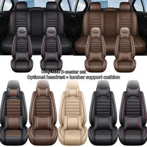 5-Seat Car Seat Covers, PU Leather, Waterproof & Stain-Resistant, Universal Headrest & Lumbar Support, Compatible with Airbags, Seat Set